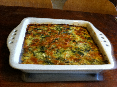 Courgette-wilde spinazie gratin. Lekker met tomatensalade.